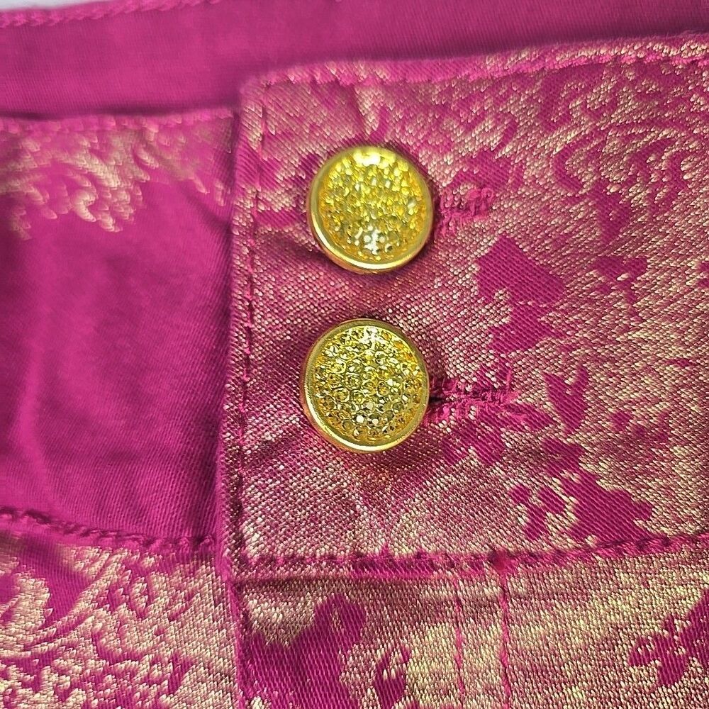 Thalia Sodi Women’s Skinny Leg Pants Size 18 Pink Gold Brocade NWT - Picture 10 of 12